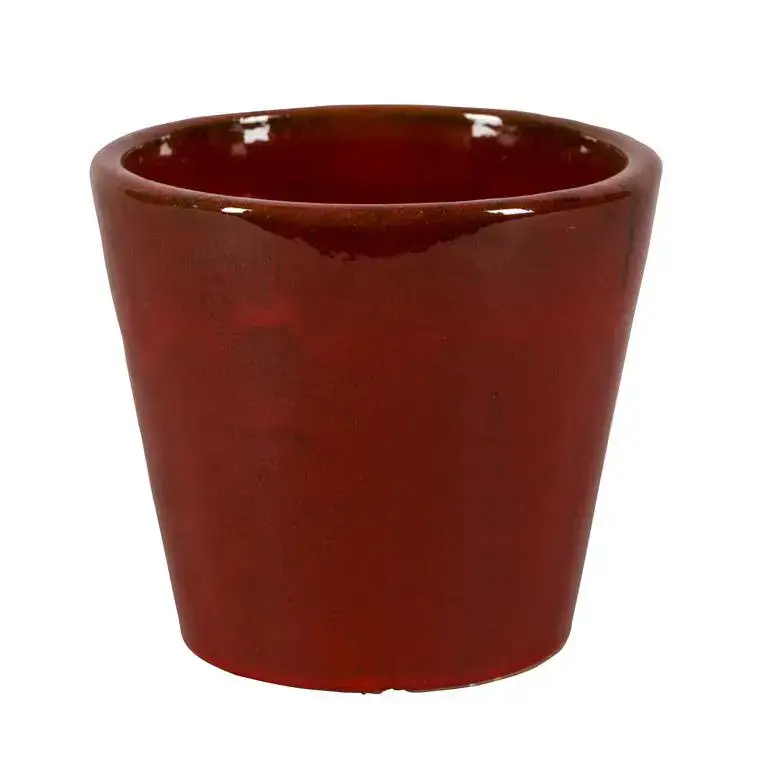 Pot rond Shanghai rouge en grès émaillé – Ø 34 x 30 cm Livraison Express