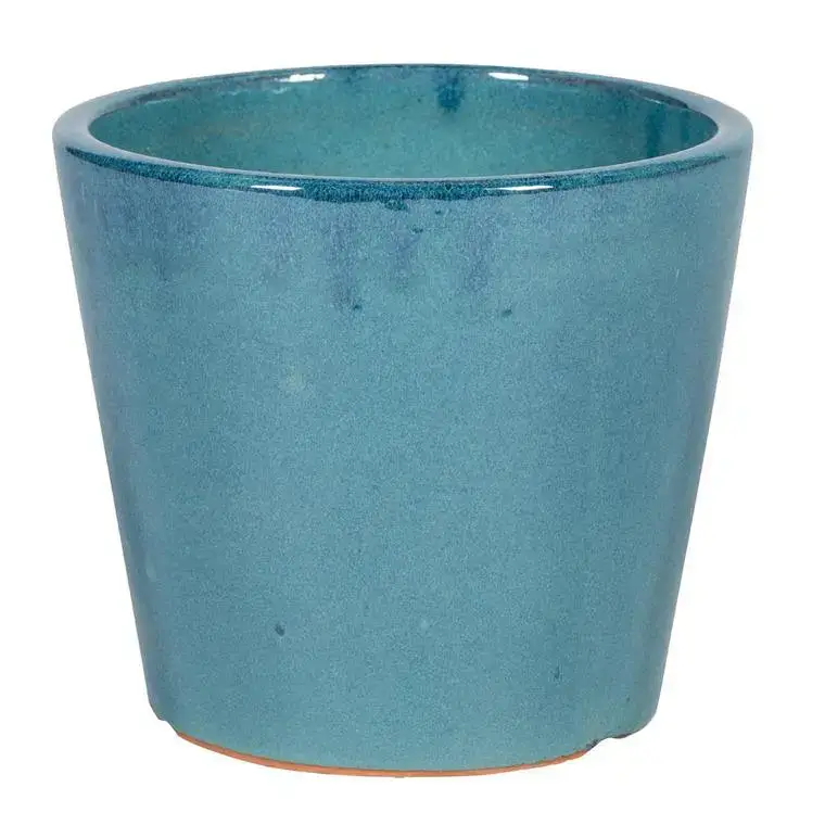Solde Pot rond Shanghai bleu en grès émaillé - Ø 34 x 30 cm