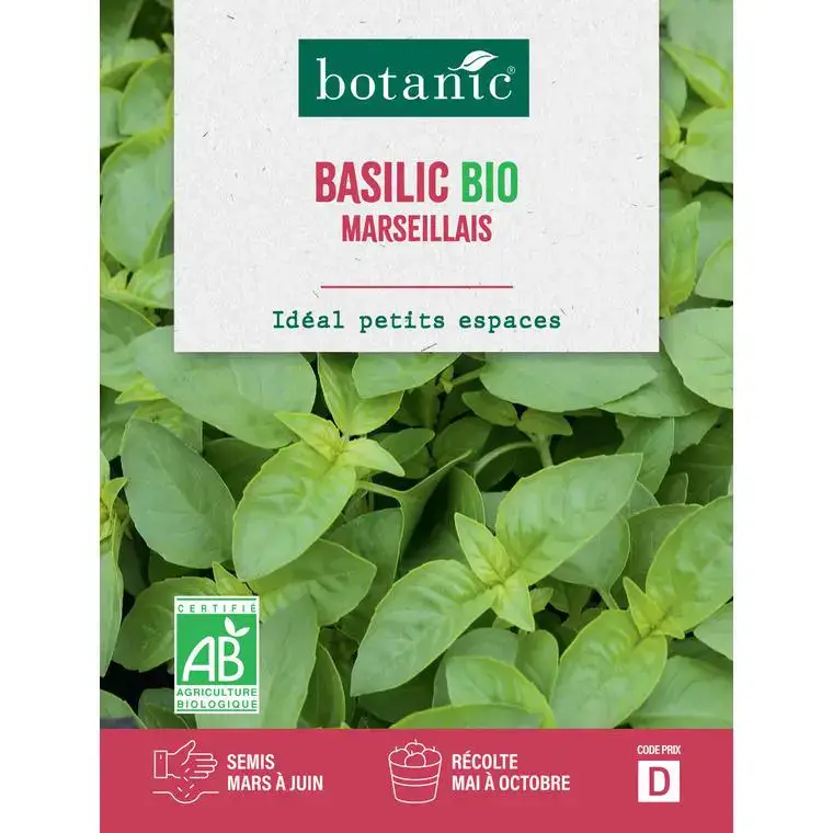 Graines de Basilic marseillais bio botanic® - graines à semer Vente Flash