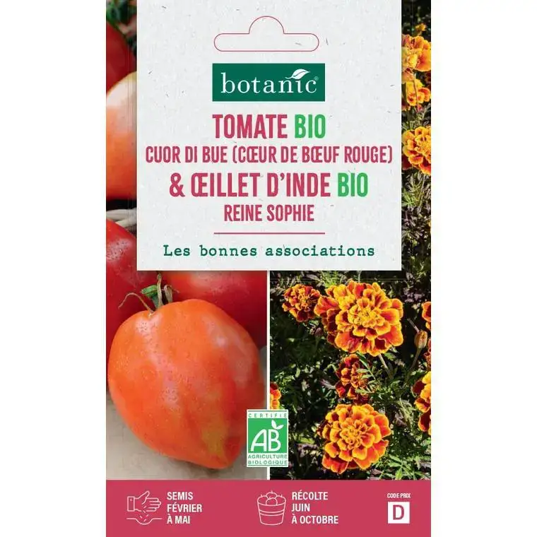 Mélange de graines de tomate cuor di bue bio et de œillet d'inde botanic® - graines à semer Nouvel Arrivage