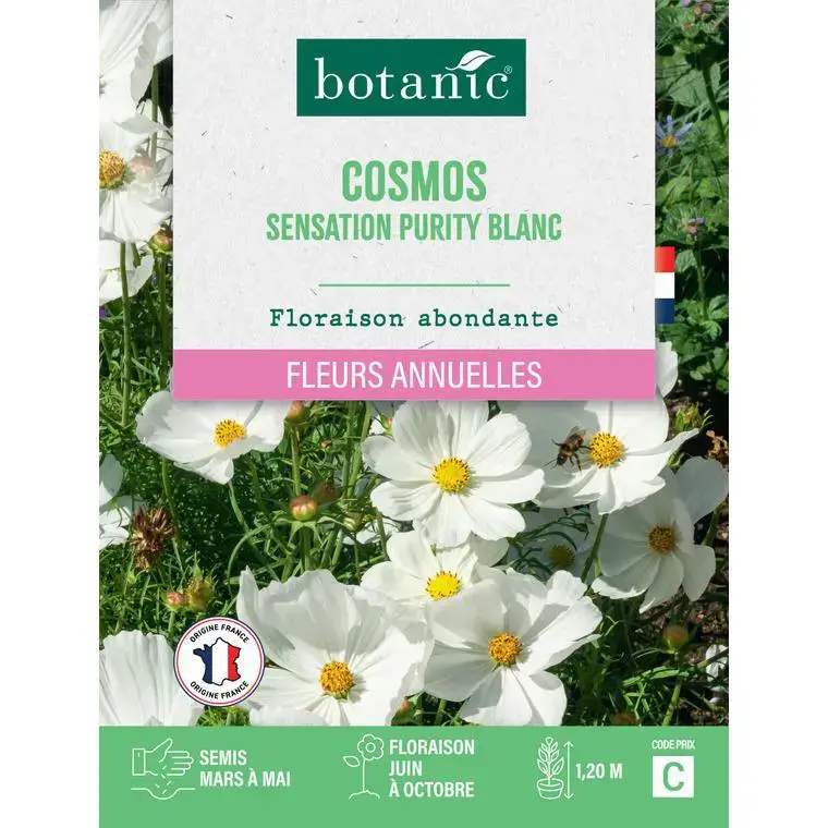 Certifié Graines de fleurs de Cosmos sensation purity blanc botanic®