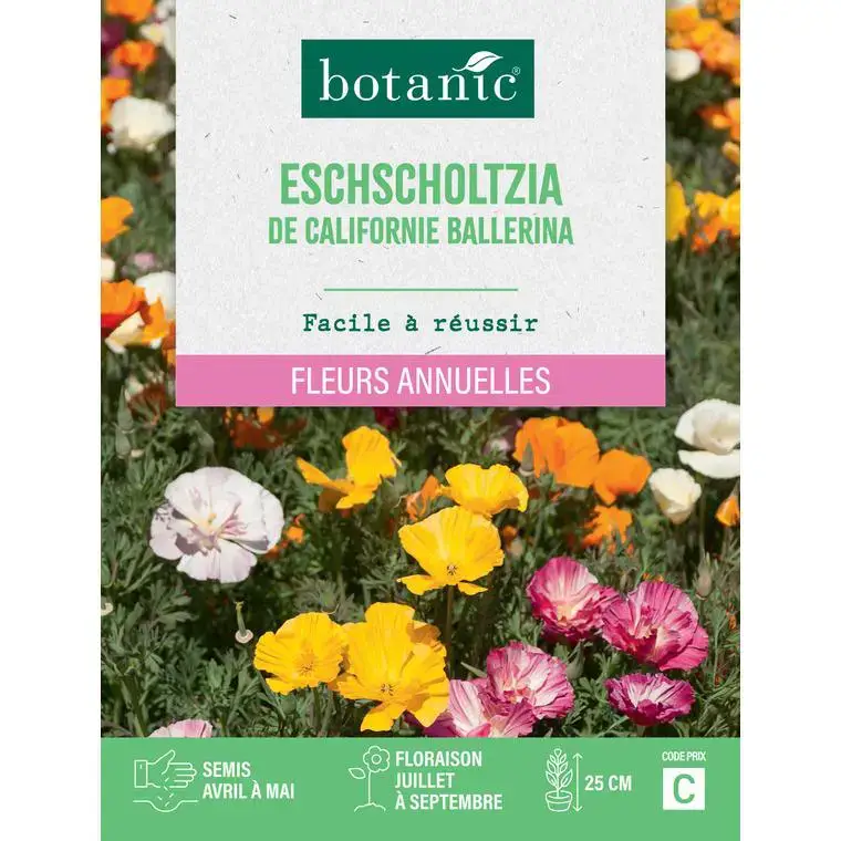 Graines de fleurs de Pavot ou Eschscholtzia de Californie Ballerina botanic® Satisfait Ou Remboursé
