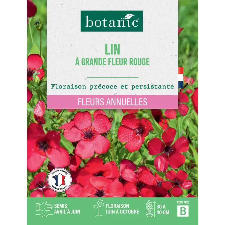 Graines de fleurs Lin à grande fleur rouge botanic® Prix Réduit