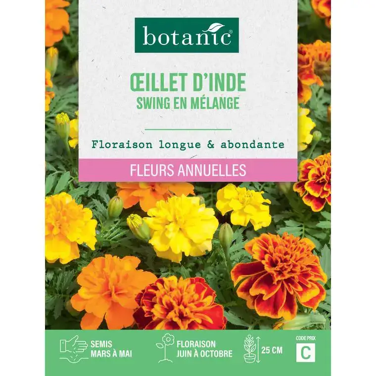 Graines de fleurs d'Œillet d'inde swing en mélange botanic® Satisfait Ou Remboursé