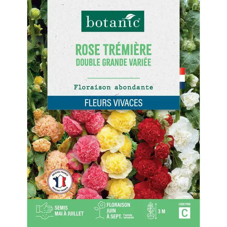 Graines de fleurs de Rose trémière double grande variée botanic® Quantité Limitée