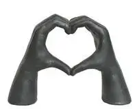 Meilleur Choix Statue en polymagnesium anthracite/argent forme mains et cœur - 16 x 47 x 33 cm