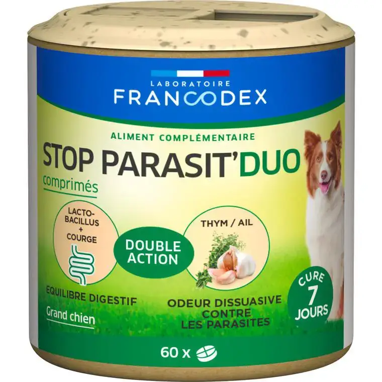 Comprimés anti-parasitaires pour chien Francodex Stop Parasit&rsquo; Duo – x 60 Expédié Aujourd&rsquo;hui