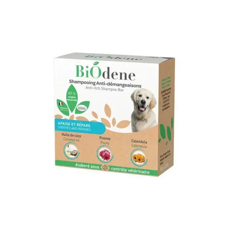 Shampooing solide pour chien anti-démangeaisons Biodène – 100 g Bon Marché