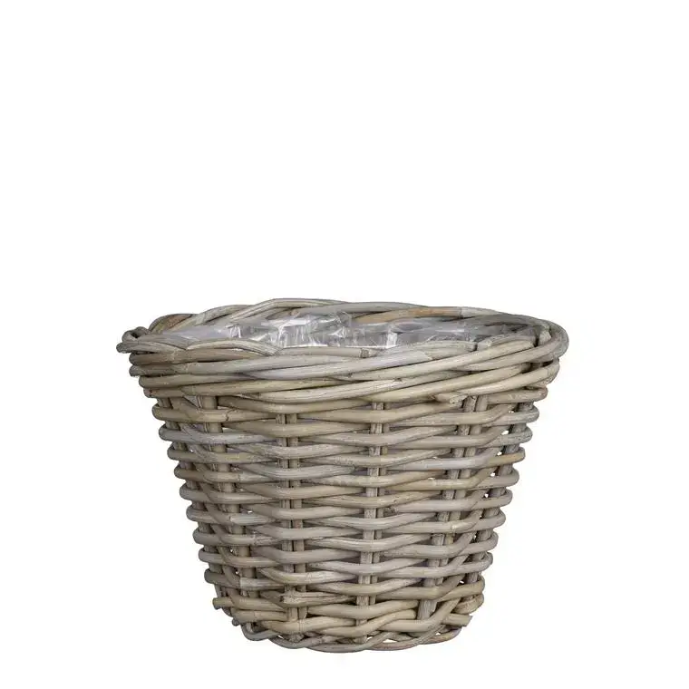 Panier rond en osier gris Marcia – Ø 29 x H 20 cm Vente Flash