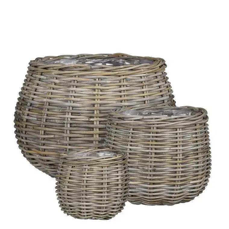 Panier rond en osier gris Marcia - Ø 38 x H 33 cm Nouvelle Collection