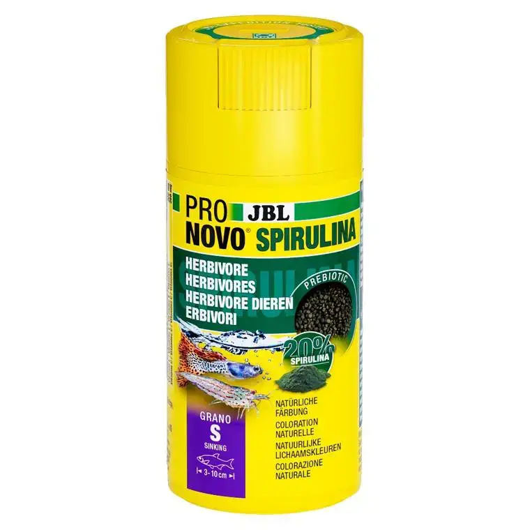 Alimentation pour poissons d'aquarium et crevettes JBL Pronovo Spirulina Grano – 100 ml Nouvelle Collection