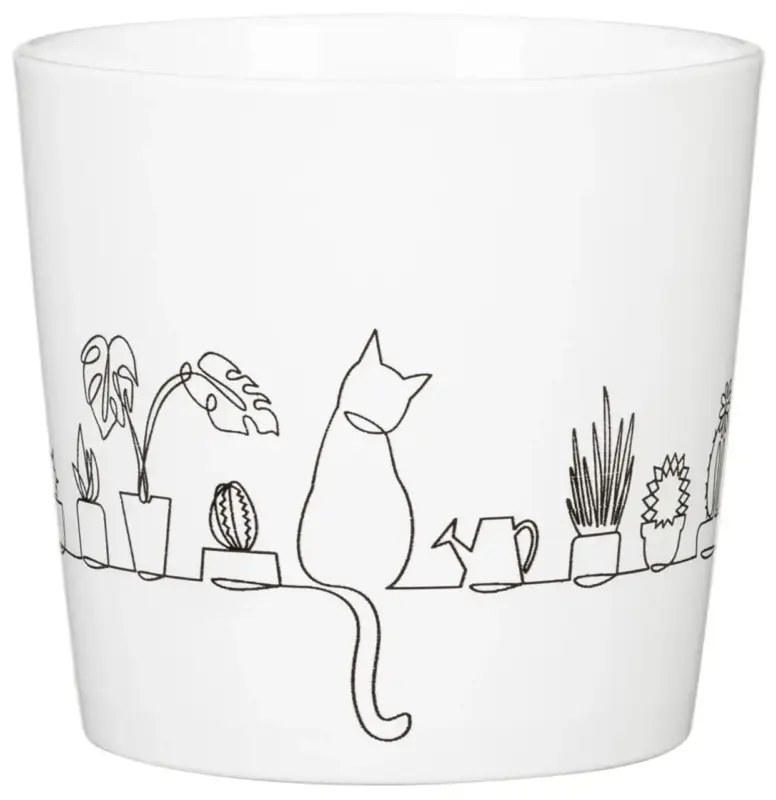 Livraison Express Cache-pot en céramique blanc motifs chat Scheurich 870 Catview - Ø 13 cm