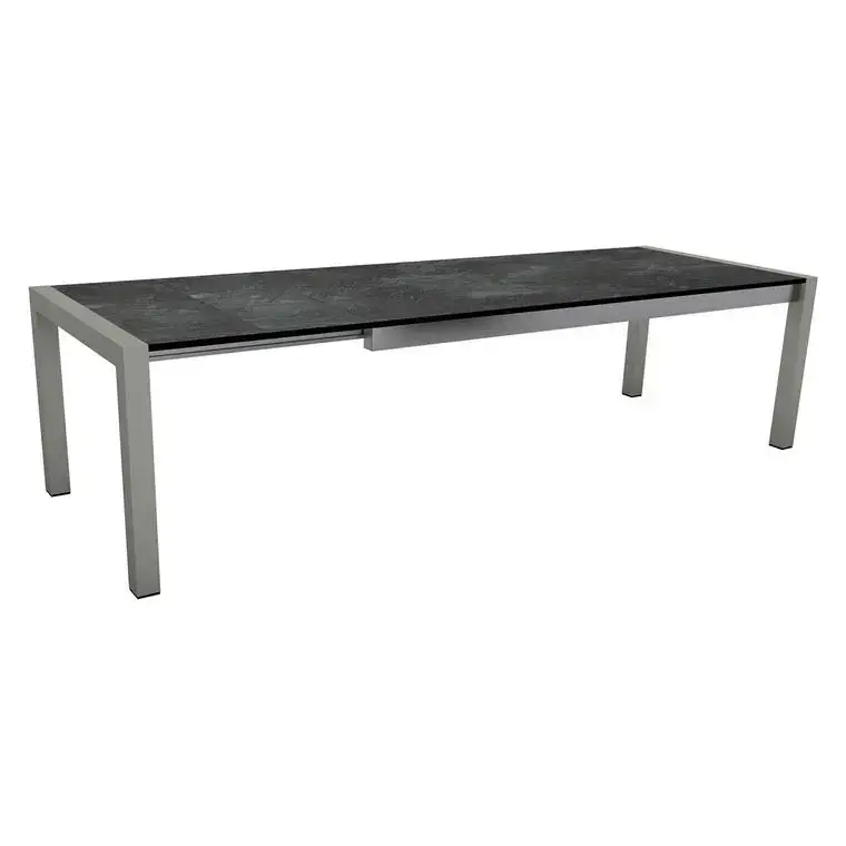 Table extérieure coloris graphite/slate en aluminium Stern – 214/254/294 x 100 x 75 cm Top Vente