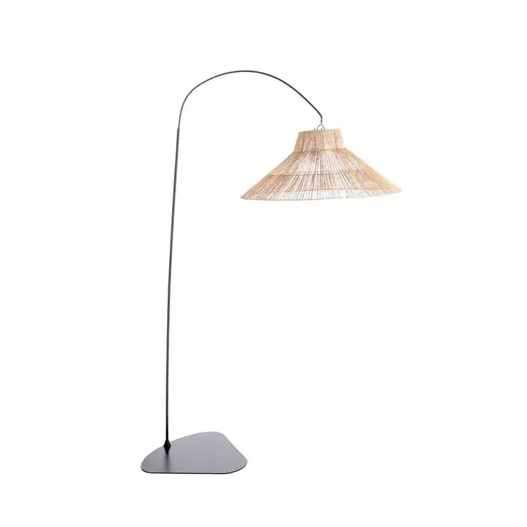 Offre Exclusive Lampadairecoloris marron en fibres naturelles et métal Niza