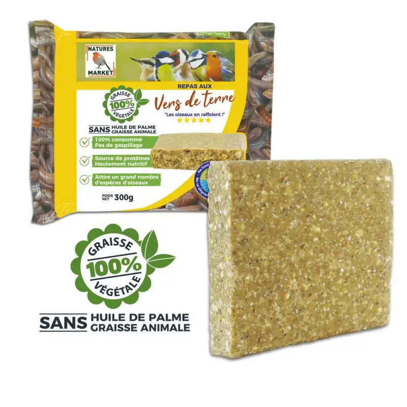 Repas aux vers pour oiseaux de la nature Natures Market – 300 g Quantité Limitée