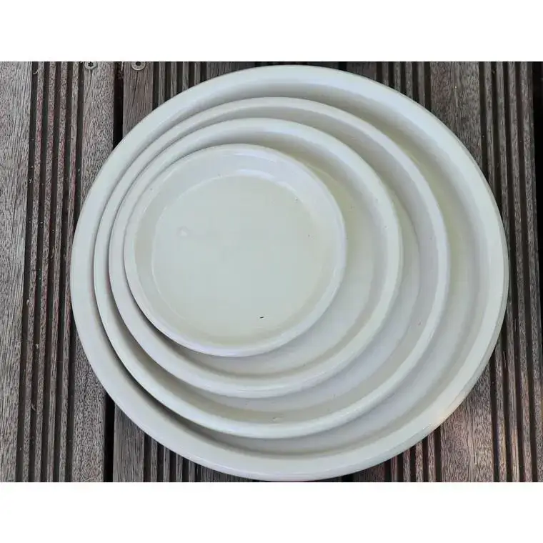 Soucoupe coloris beige en terre émaillée - Ø 36 cm Expédition Rapide