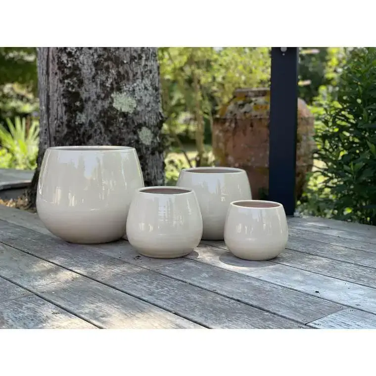 Bon Marché Pot coloris beige en terre émaillée Cancale – Ø 21 cm