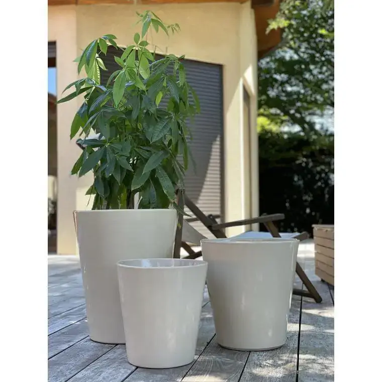 Pot coloris beige en terre émaillée Sydney – Ø 33 cm Usine Directe