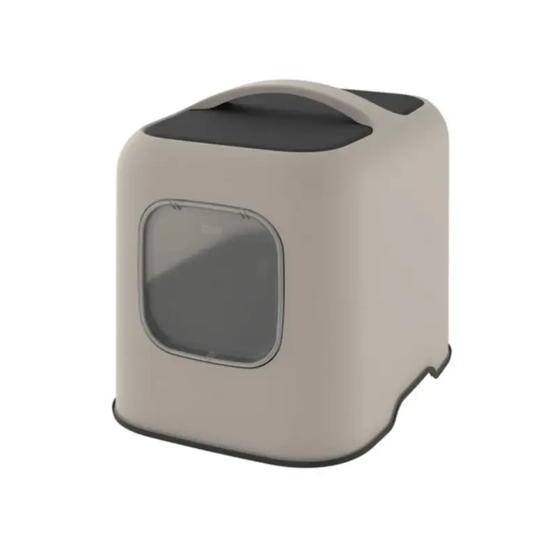 Maison de toilette pour chat coloris cappucino en plastique recyclé Rotho Biala – 44,3 x 39,50 x 51 cm Haute Qualité