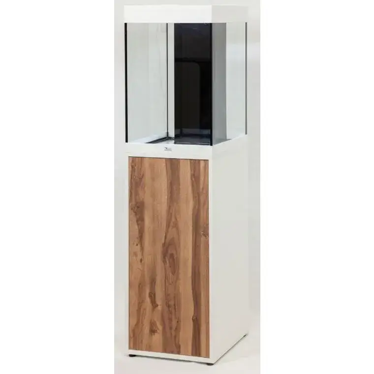 Réduction Aquarium équipé et meuble support coloris blanc/chêne Aquatlantis Tower 96 Élégance – 96 L