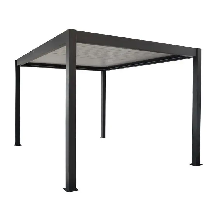 Quantité Limitée Tonnelle bioclimatique 3x4m, lames orientables, aluminium - PROLOISIRS Zéphir - Gris