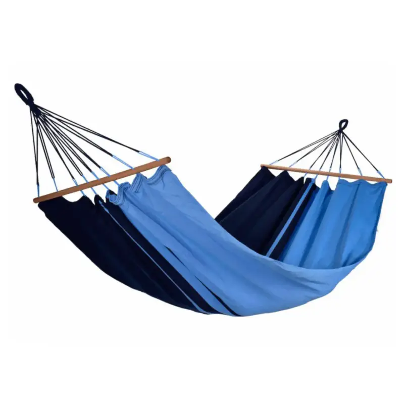Hamac coloris bleu Caraïbes certifié FSC® Jobek Hamac GraphiK – 300 x 140 cm Offre Du Jour