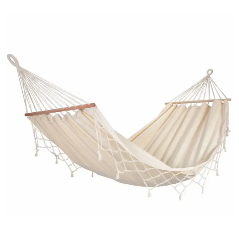 Hamac coloris écru à franges en coton certifié FSC® Jobek Hamac Graphik – 300 x 140 cm Prix Promo