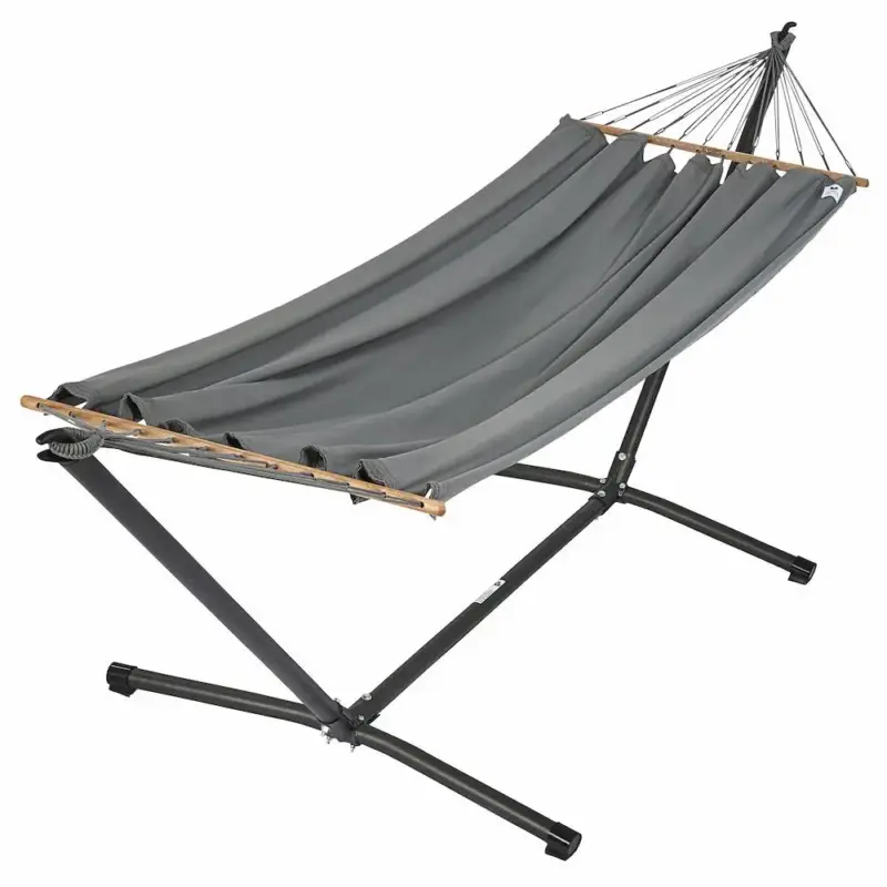Populaire Set support et hamac MetaliK coloris anthracite en métal et polypropylène certifié FSC® Jobek Hamacs – 300 x 100 x 95 cm