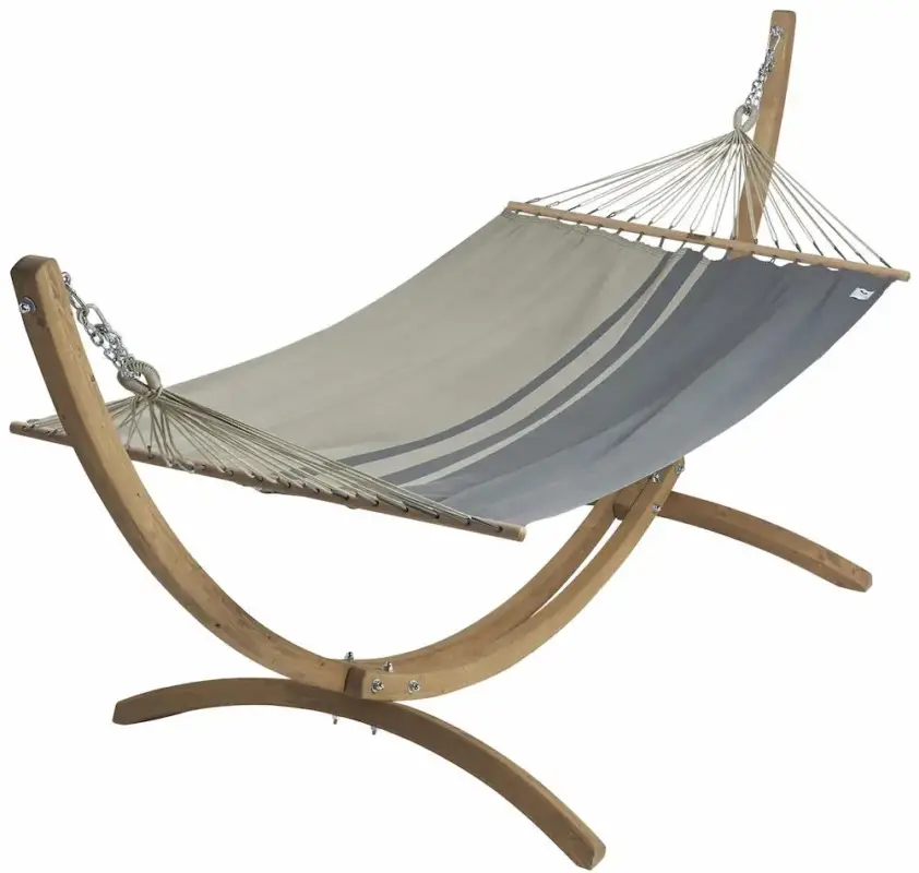 Prix Bas Set support et hamac EsKapade coloris anthracite taupe en bois et polypropylène Jobek Hamacs - 323 x 125 x 128 cm