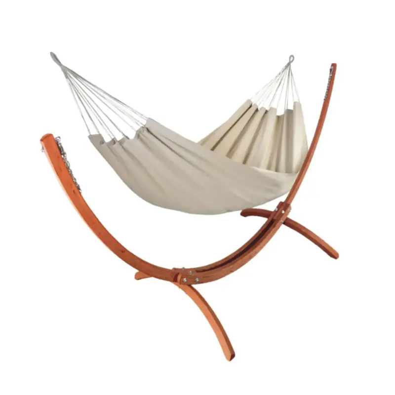 Set support et hamac Weekend coloris taupe en bois et polypropylène Jobek Hamacs - 350 x 125 x 136,5 cm Meilleur Prix