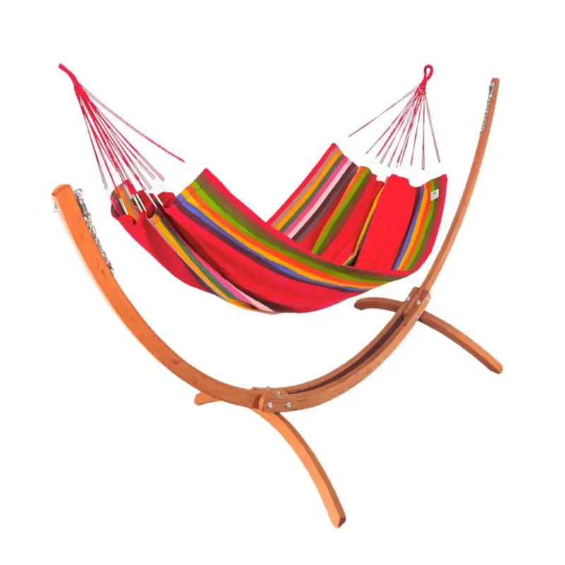 Set support et hamac Weekend coloris multicolore Ara Macao en bois et polypropylène Jobek Hamacs - 350 x 125 x 136,5 cm Achetez Aujourd'hui
