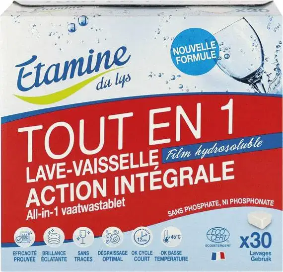 Seulement Aujourd&rsquo;hui Tablettes lave vaisselle tout en 1 action intégrale bio Etamine du Lys – 30 doses