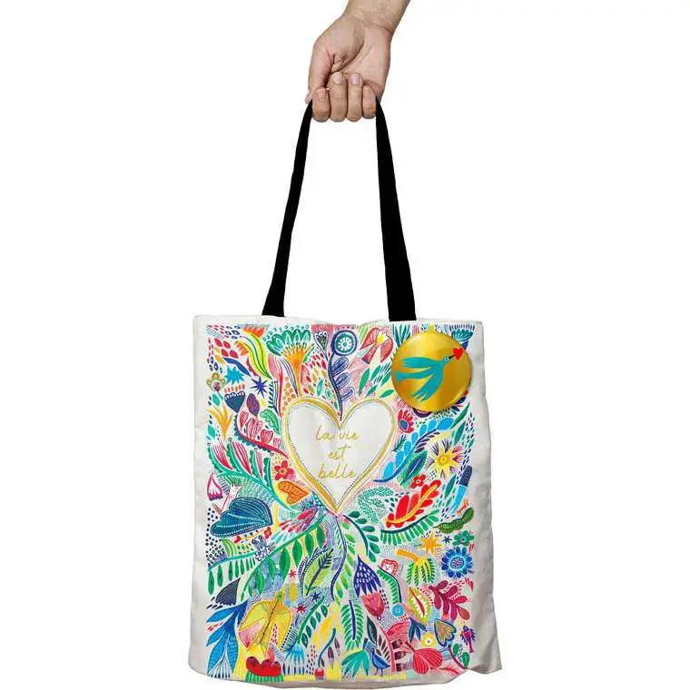 Meilleur Choix Sac tote bag la vie est belle Cartesdart - 42 x 34 cm
