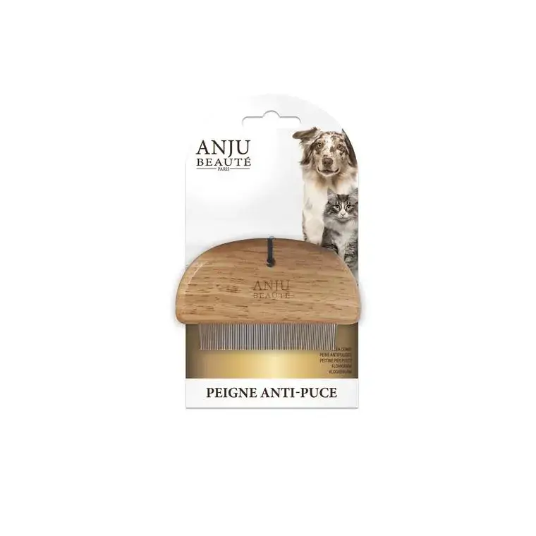 Achat Immédiat Peigne anti-puces pour chien et chat coloris marron Anju Beauté – 10 x 6 x 2 cm