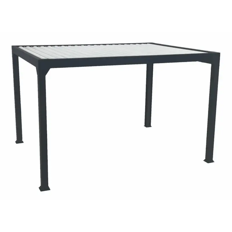 Achat Immédiat Pergola bioclimatique motorisée noir sable avec lames blanches Green Outside Actual – 4 x 3 m
