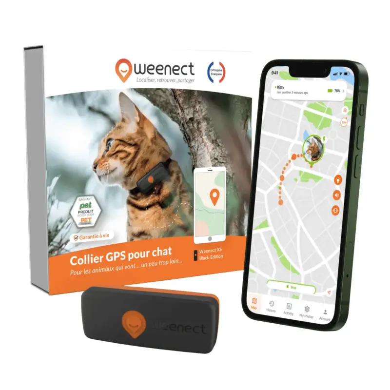 Traceur GPS pour chat coloris noir Weenect Nouveauté