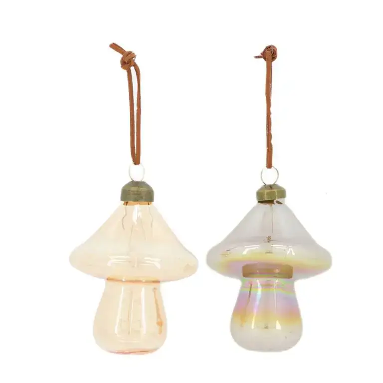 Décoration à suspendre forme champignon en verre teinté - Ø 7 x H 9,5 cm Solde