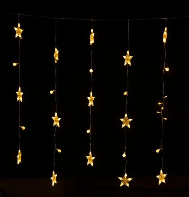 Vente Directe Rideau décoratif étoile & bulles LED blanc chaud coloris blanc- 2 x 1 m
