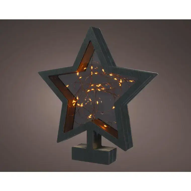 Meilleur Prix Étoile noire sur socle LED blanc chaud - H 28 cm