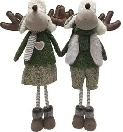 Figurine renne fille debout coloris vert en tissu - 32 x 28 x 88 cm Prix Cassé