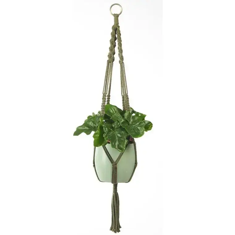 Suspension macramé en corde verte - 90 cm Haute Qualité
