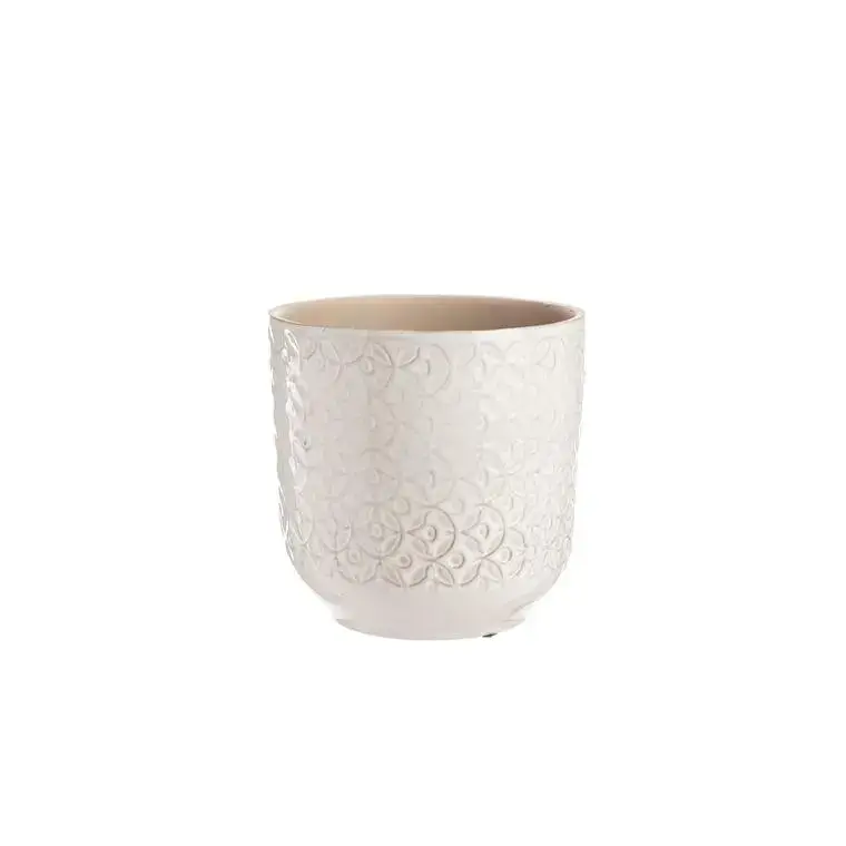 Meilleur Prix Cache-pot Sandstone en grès blanc - Ø 13,5 x 12,5 cm