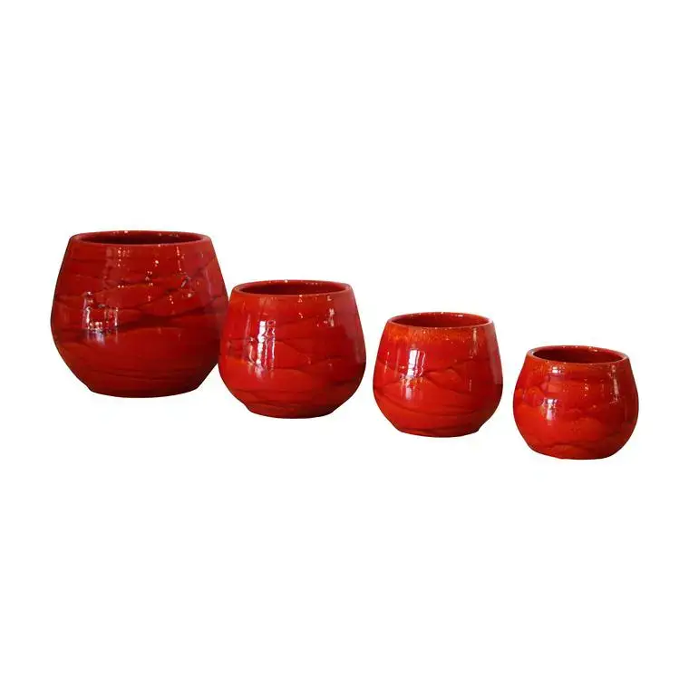 Pot Cancale soleil couchant en terre cuite émaillée H 21 x Ø 21 cm Nouveauté