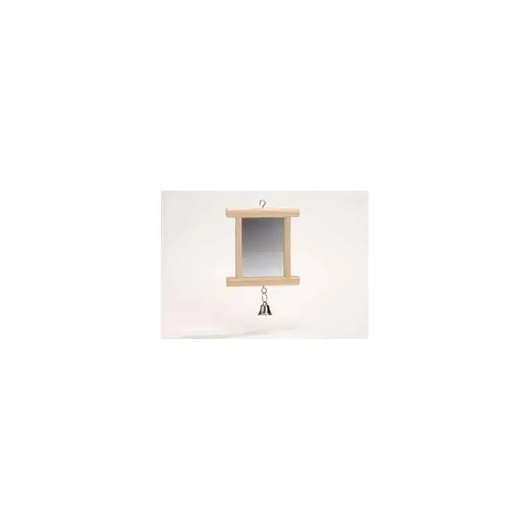 Meilleur Prix Miroir en bois pour oiseaux avec cloche 10,5×10 cm