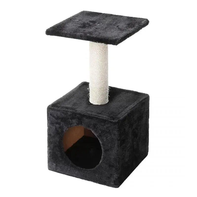 Offre Du Jour Arbre à chat avec panier et griffoir coloris noir Abey classic – 60 cm