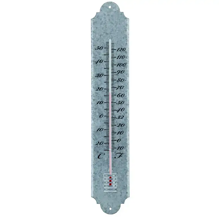 Thermomètre en vieux zinc gris 9×1,1×49,5 cm Marque