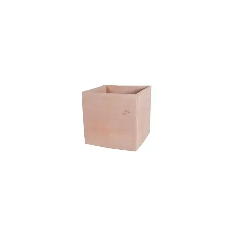 Pot carré contemporain en terre claire 40x40x40 cm Expédition Rapide