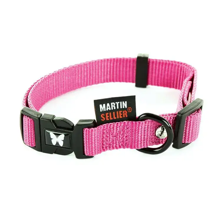 Promotion Collier réglable en nylon rose pour chien – 2,5×45/65 cm