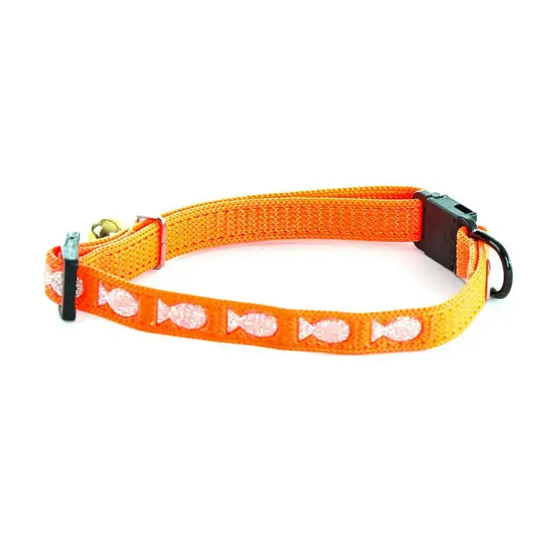 Collier Argent pour chat orange motif poissons Marque