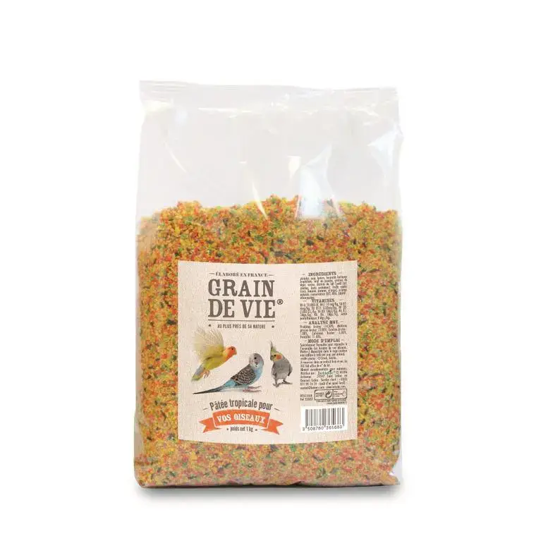 Super Prix Pâtée élevage tropicale pour oiseaux Grain de Vie – 1kg